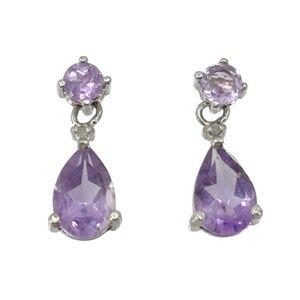 Sterling silver amethyst drop earrings - GM426